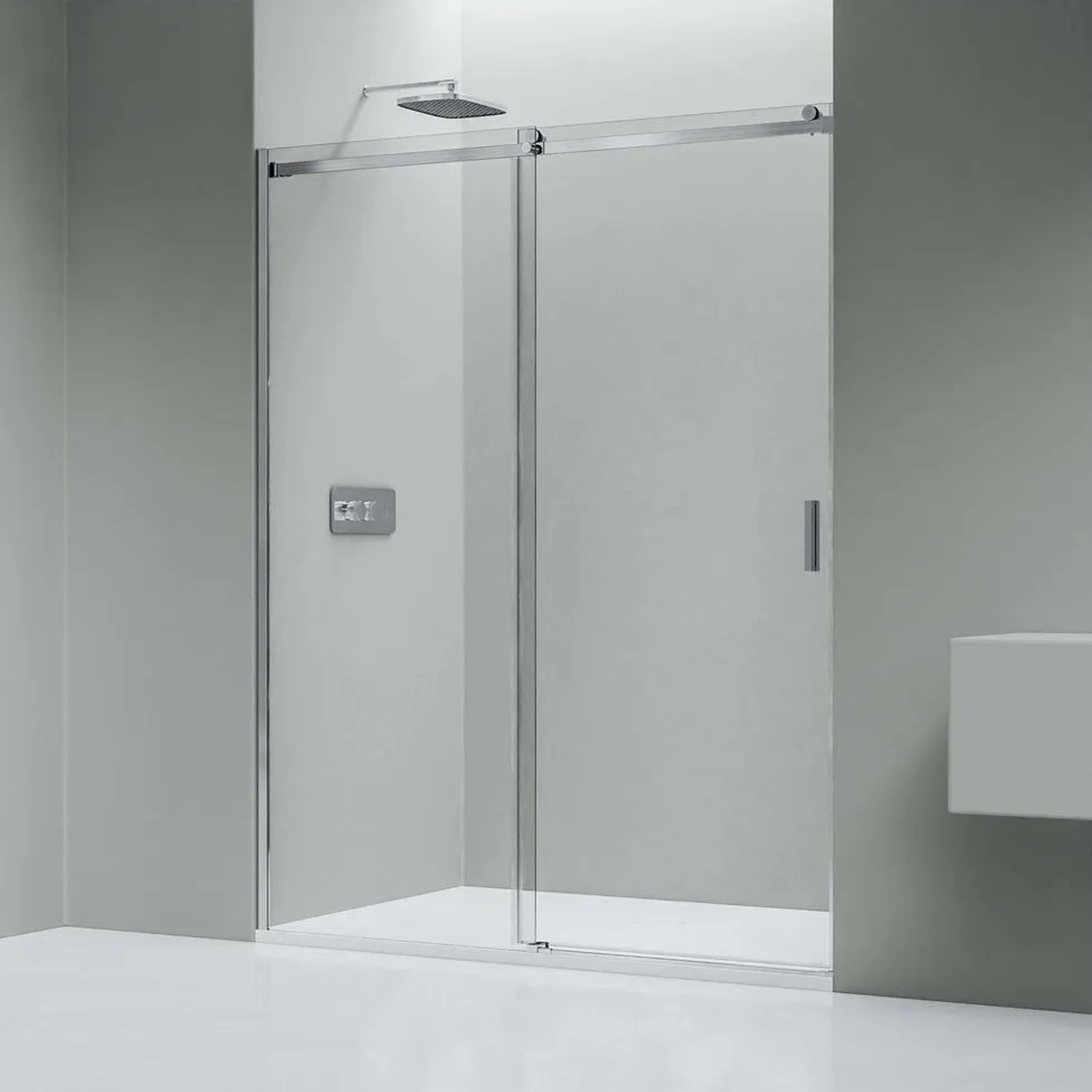 Bernstein Nischendusche mit Schiebetür NT806 FLEX Nano Klarglas Chrom 6mm 140cm