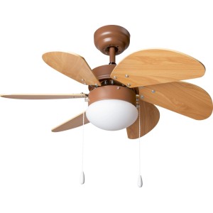 CMI Deckenventilator Ø 76 cm mit Holzoptik und Lampe, Zugschalter.