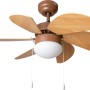 CMI Deckenventilator Ø 76 cm mit Holzoptik und Lampe, Zugschalter.