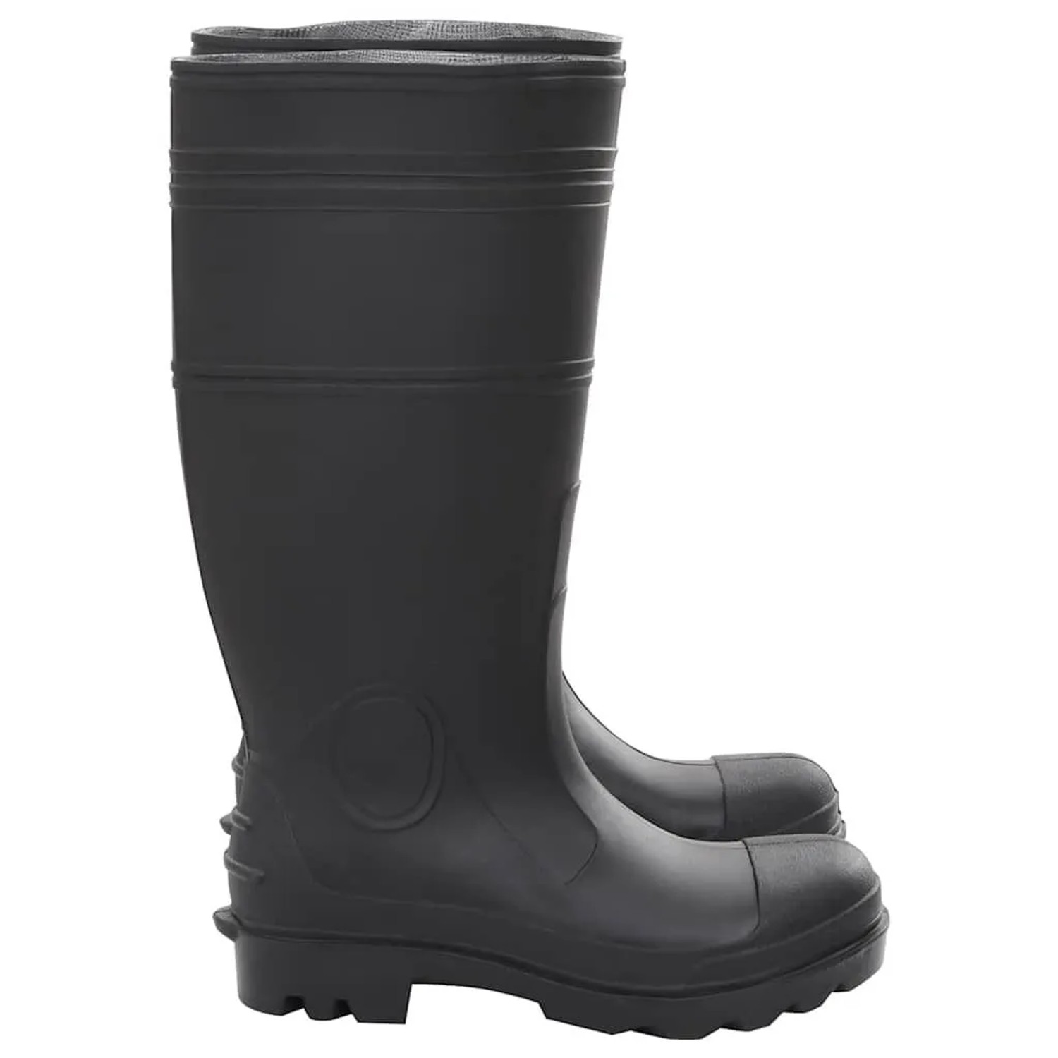 Schwarze vidaXL Gummistiefel aus PVC, Größe 39, mit rutschfester Sohle für Arbeitskleidung und Regen.