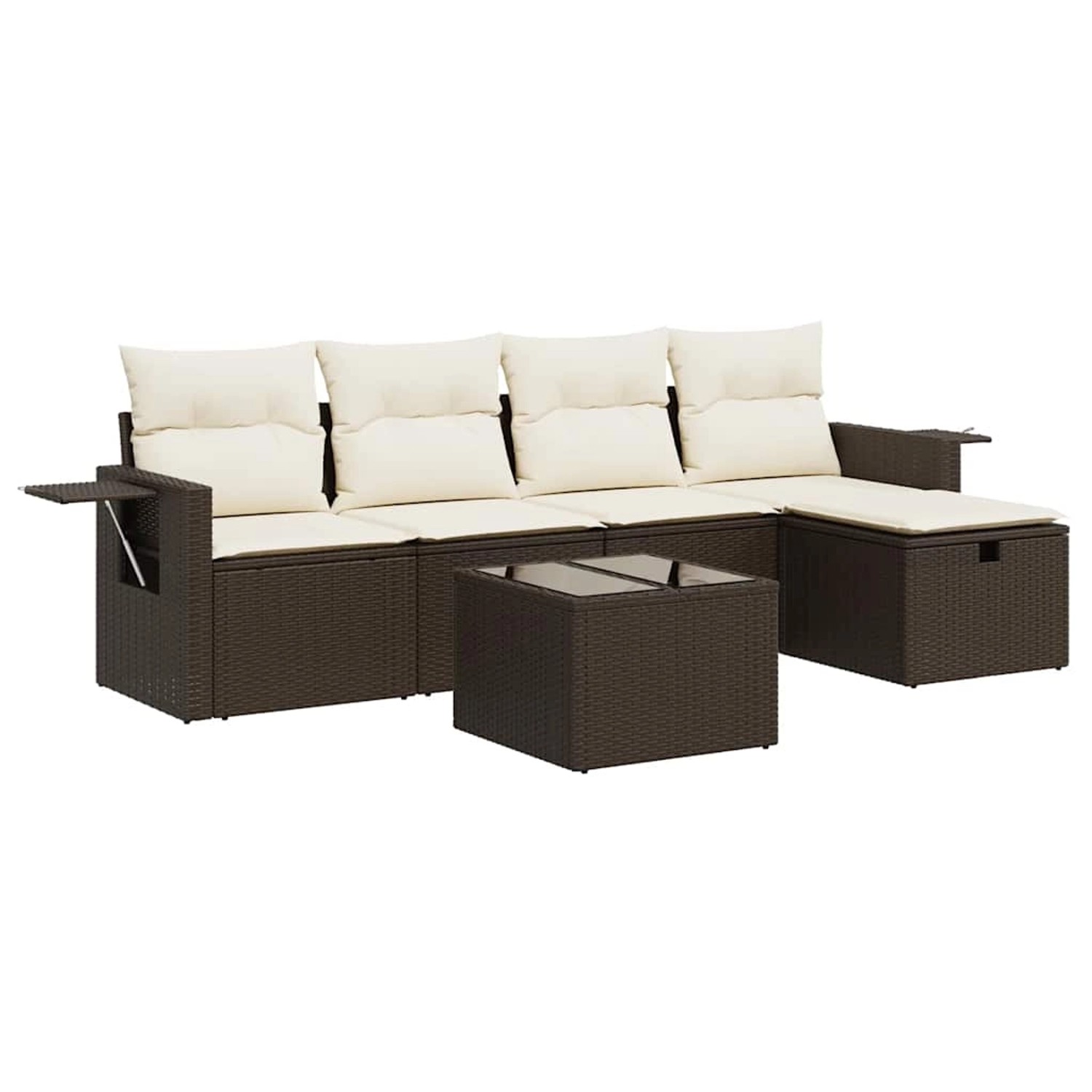 vidaXL 6-Tlg Garten-Sofagarnitur mit Kissen Braun Poly Rattan 3325479 günstig online kaufen