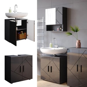 Vicco Waschbeckenunterschrank Irma, anthrazit hochglanz, 60x59 cm. Badmöbel für mehr Stauraum im Bad.