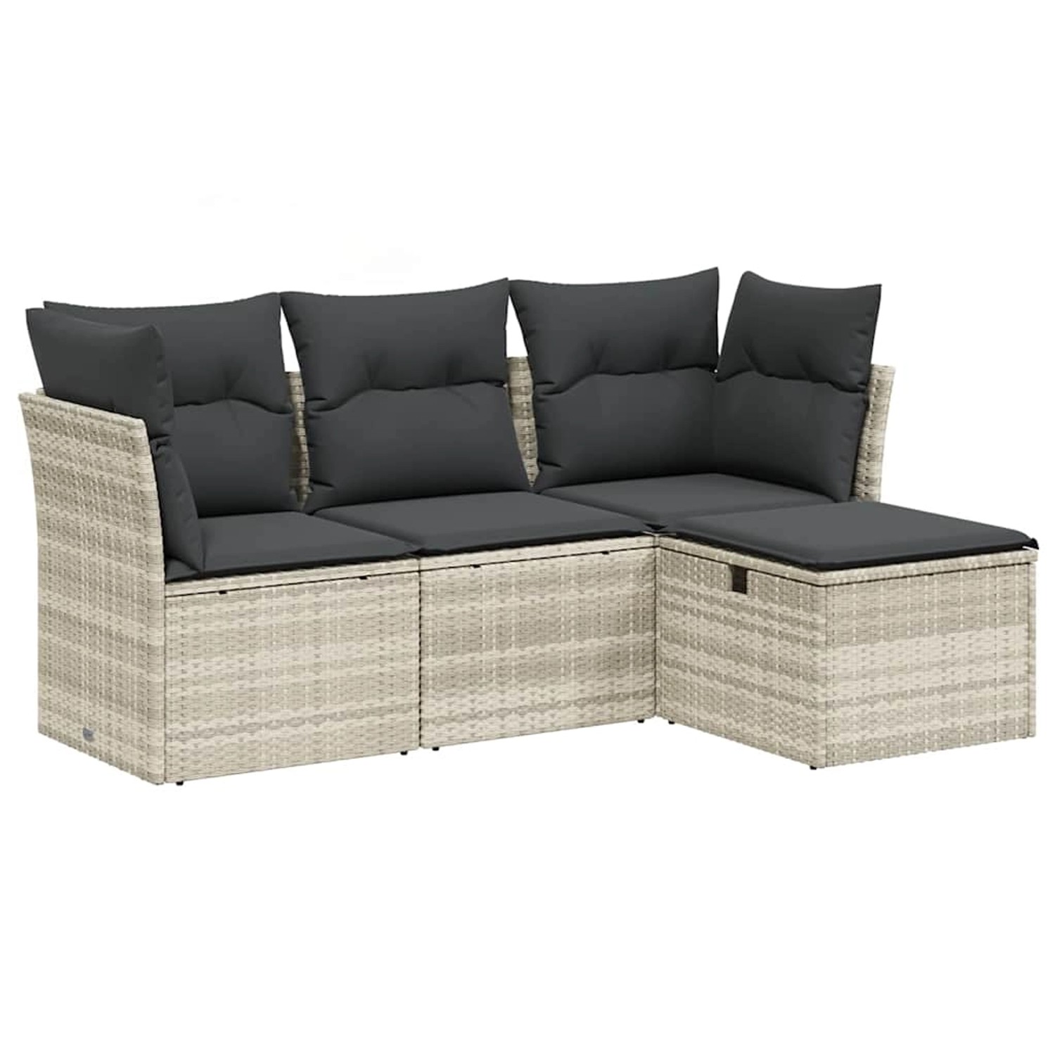vidaXL 4-Tlg Garten-Sofagarnitur mit Kissen Hellgrau Poly Rattan 3263118 günstig online kaufen