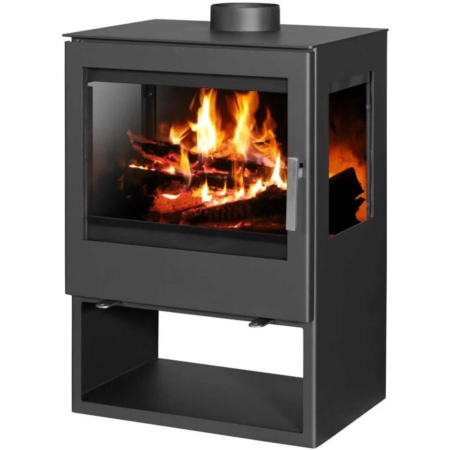 Victoria Panorama-Kaminofen Modena Vision Schwarz mit 10,17kW günstig online kaufen