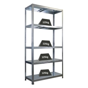 PROREGAL Schwerlastregal Ragnar HxBxT 180x90x40cm 5 Stahlplatten-Ebenen Fachlast 125 kg Verzinkt