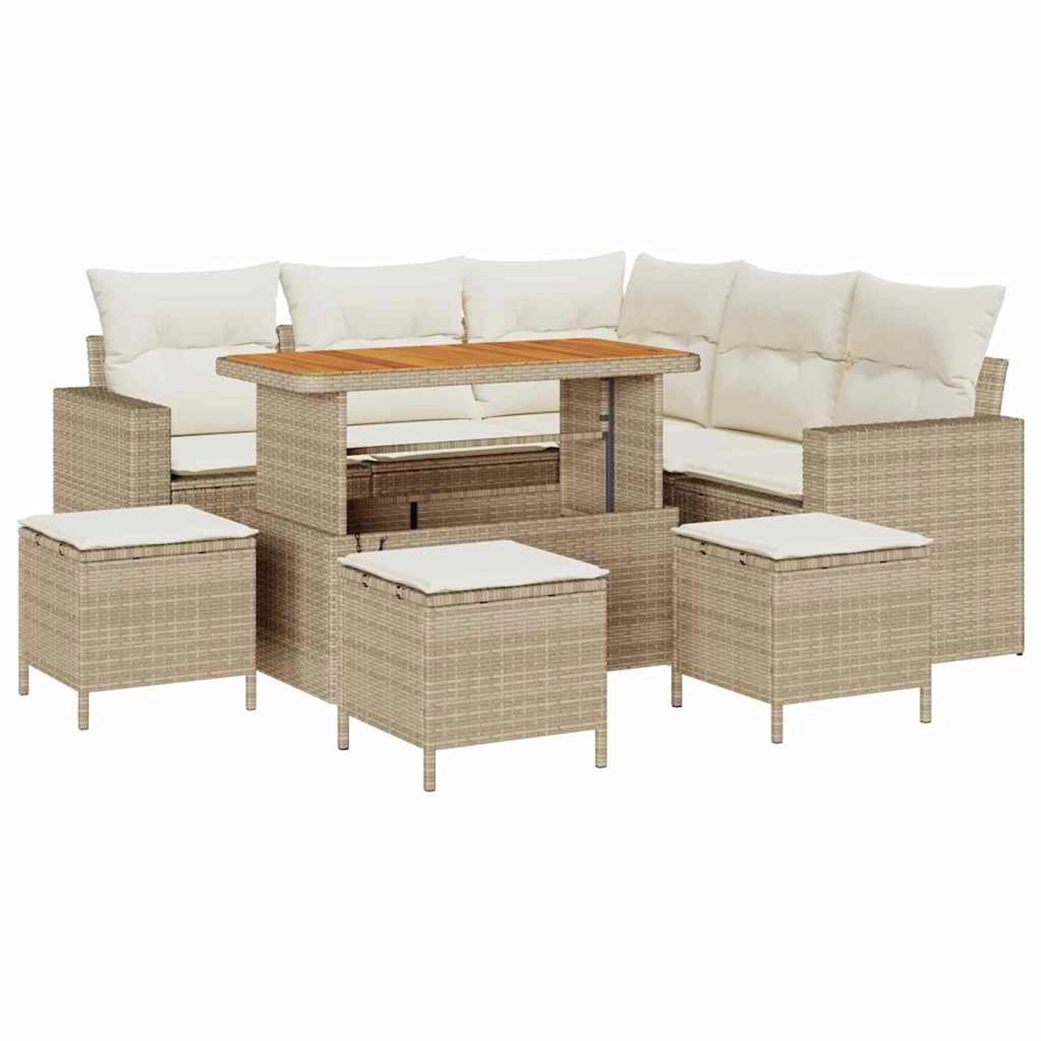 vidaXL Garten-Sofa-Set 9-Tlg Beige Poly Rattan 3361621 günstig online kaufen