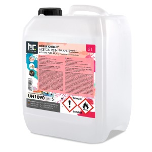 Kanister mit 5l Höfer Chemie Aceton Rein 99,5%, ein Reinigungsmittel für Haushalt & Hobby.