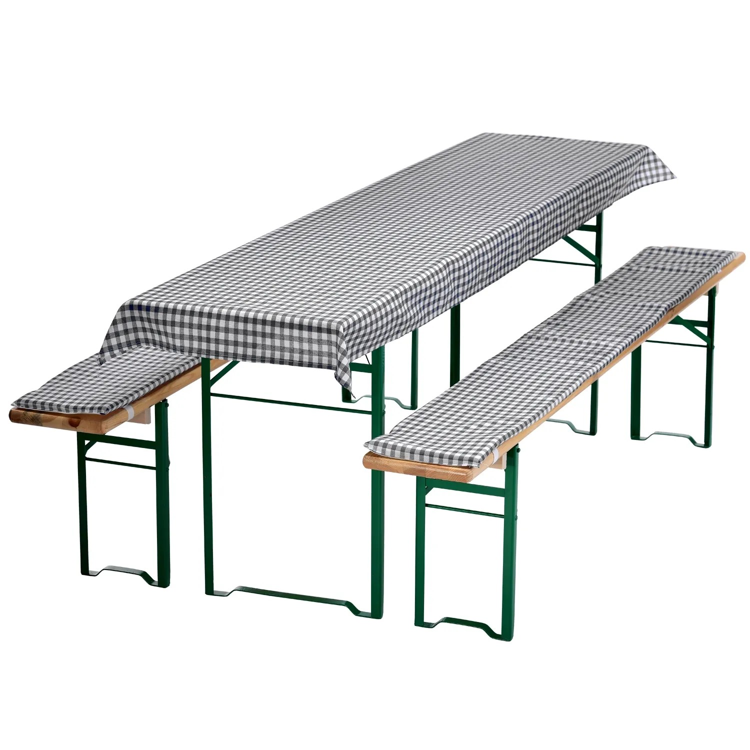 NYVI Bierbankauflagen Set 240x90cm Grau Kariert