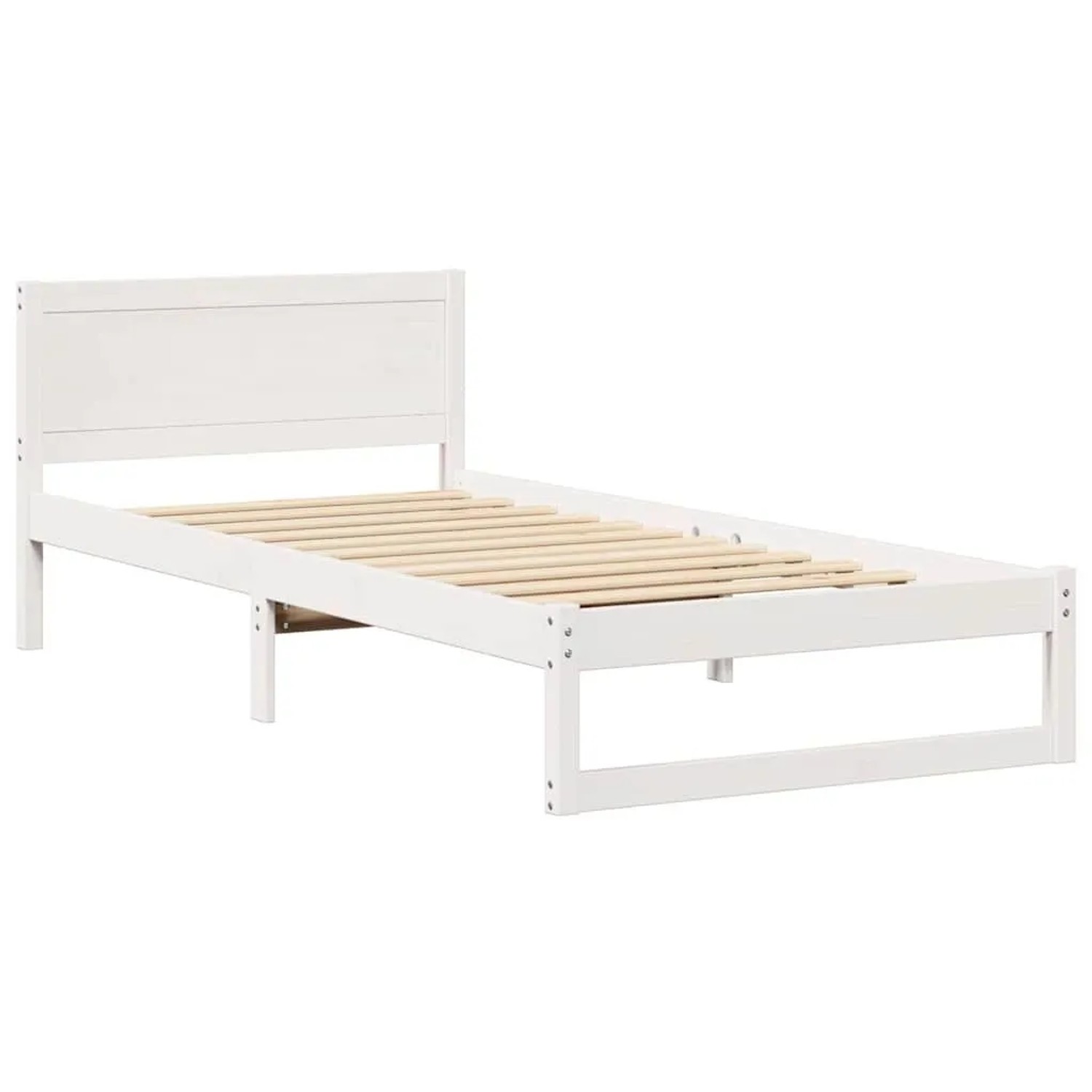 vidaXL Bettrahmen mit Kopfteil Weiß 90 x 200 cm Massives Kiefernholz 873290