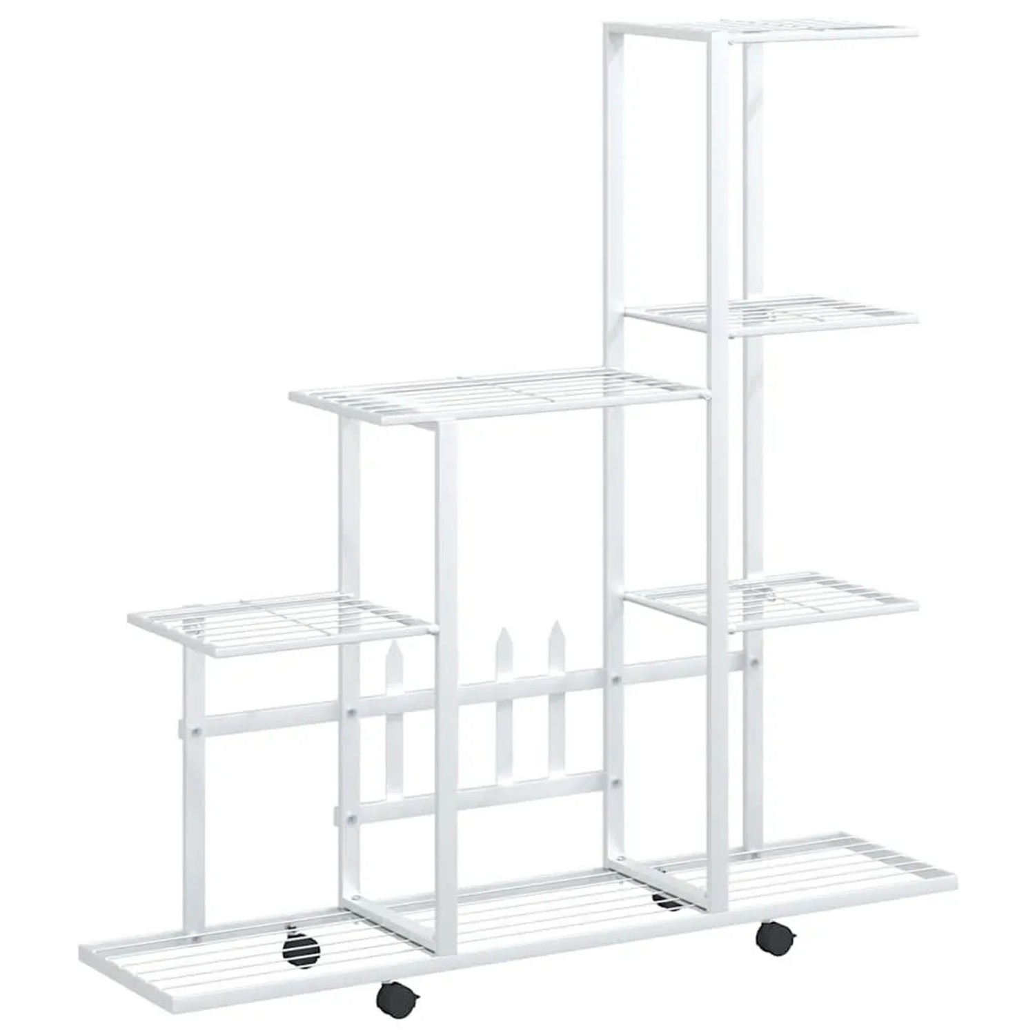 vidaXL Blumenständer auf Rollen 94,5x25x92,5 cm Weiß Metall 336115