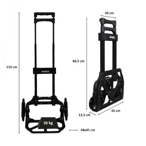 PROREGAL Treppensackkarre ELEPHANT, klappbar, mit Fachgummirädern und Aluminiumrahmen, Traglast 70kg, schwarz.