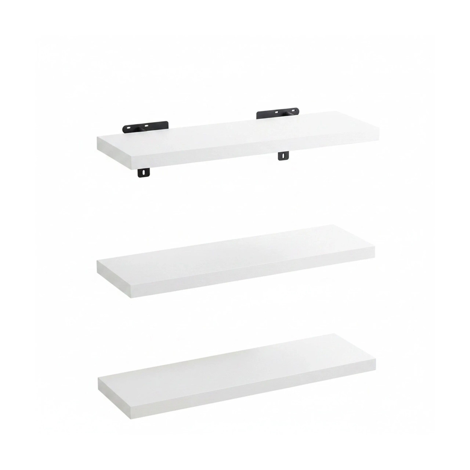 Relaxdays Wandregal MDF Eisen Weiß 3er Set 4 cm x 80 cm x 23 cm