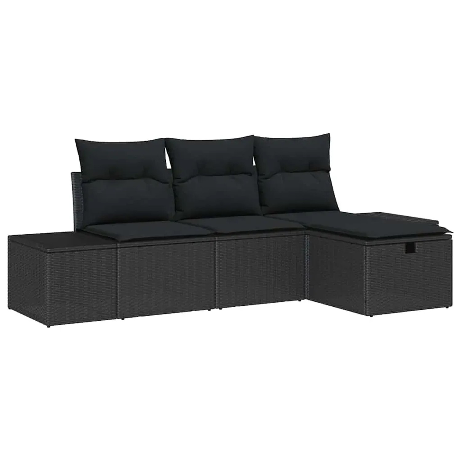vidaXL Garten-Sofa-Set mit Kissen 4-Tlg Schwarz Poly Rattan 3359352 günstig online kaufen