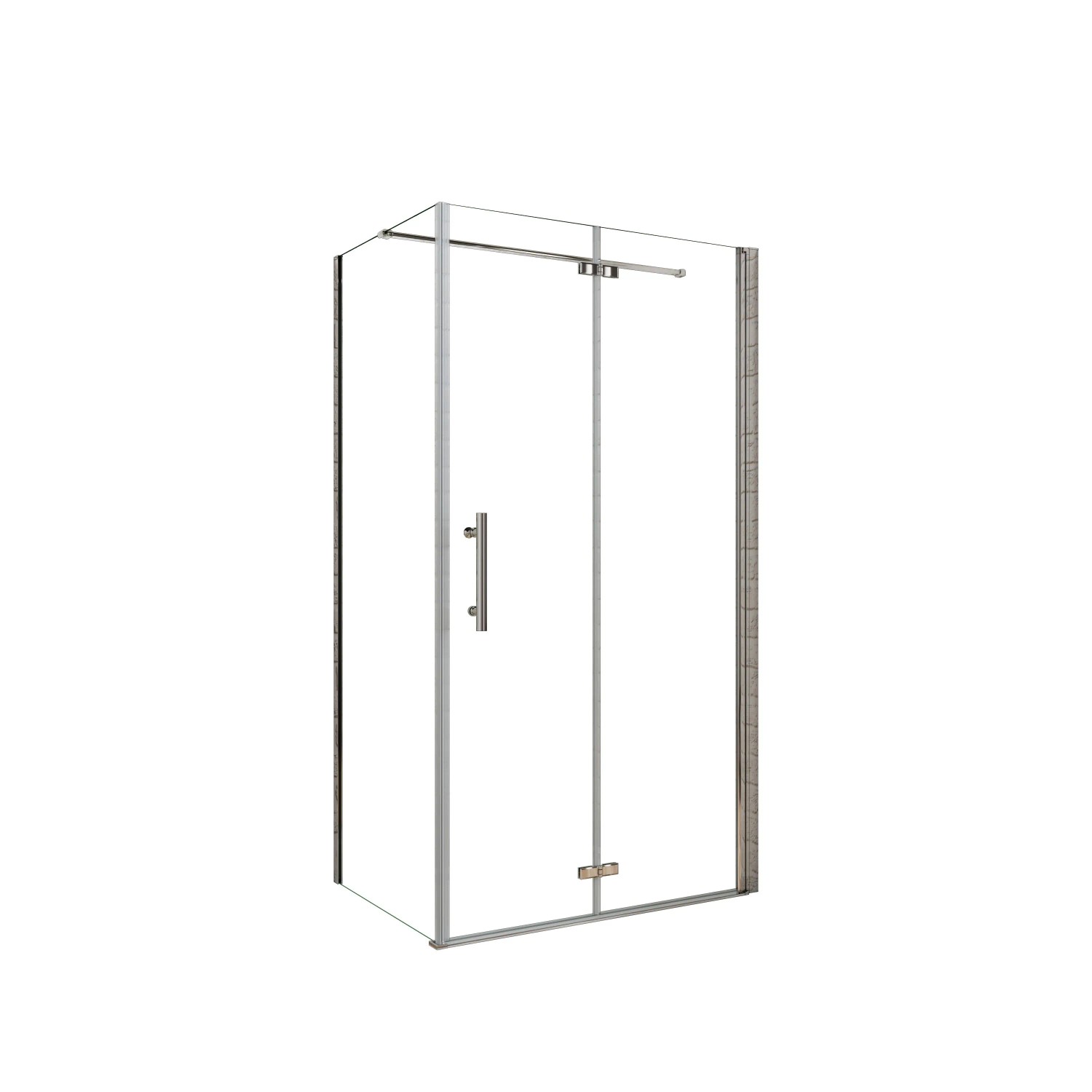 AICA Duschkabine B.76xH.195cm mit B.80xH.195cm Seitenwand 6mm Klares ESG Duschwand Duschabteilung Falttür Stabilisierungsstangen 140cm