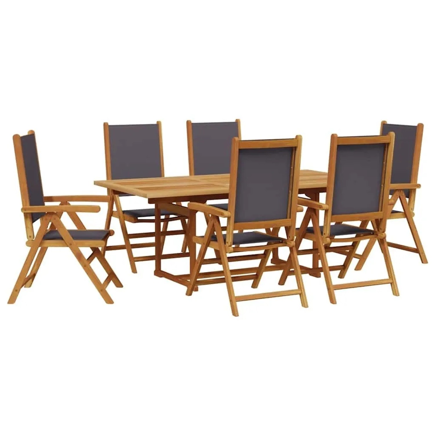 vidaXL 7-Tlg Garten-Essgruppe Stoff und Massivholz Anthrazit 3281737