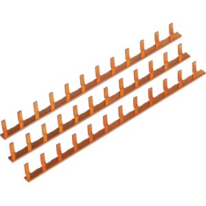 3er-Set 1-Phasen-Automatenschiene aus Kupfer für Leitungsschutzschalter im Verteilerschrank.