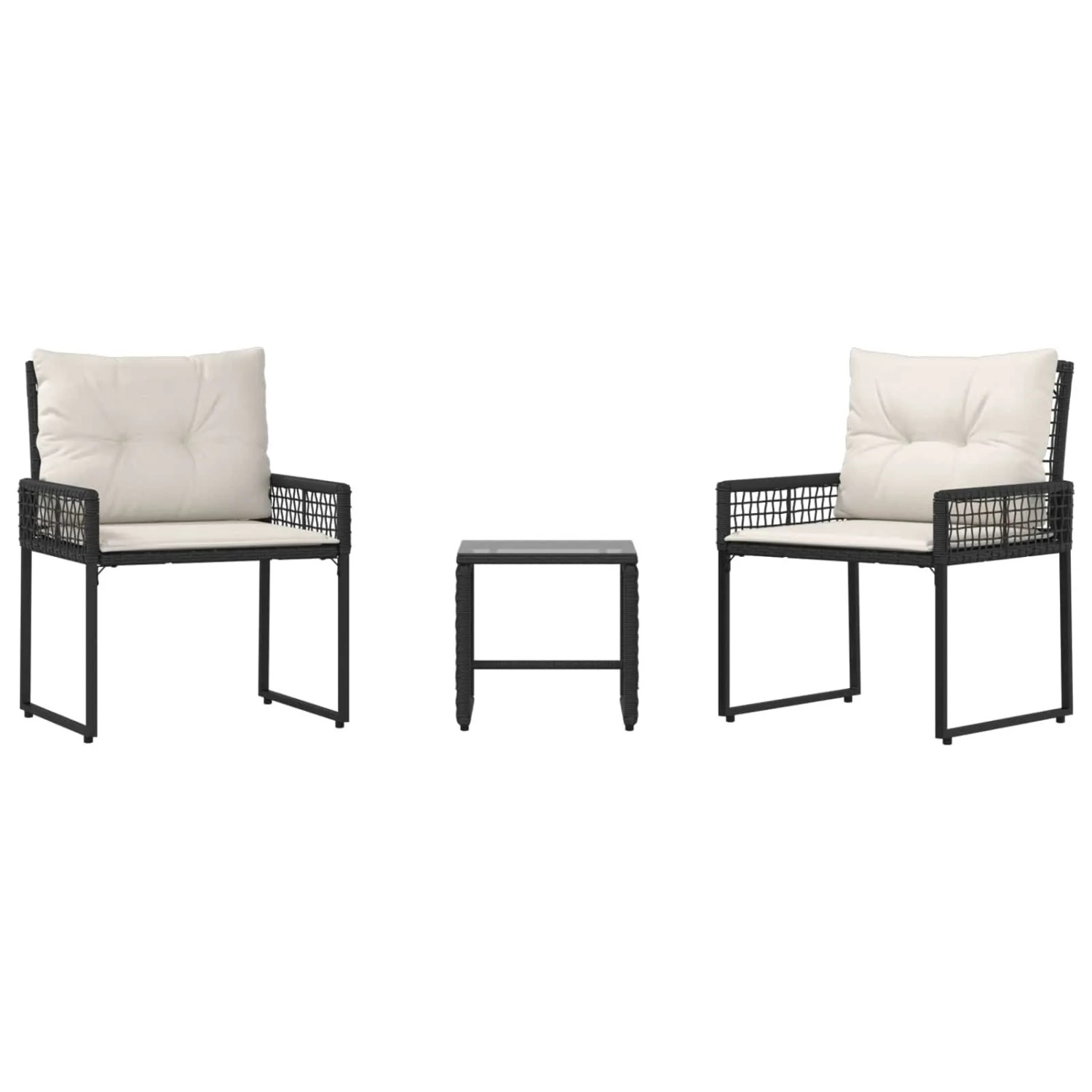 vidaXL Gartenmöbel-Set mit Kissen 3-Tlg Schwarz und Weiß 42025174