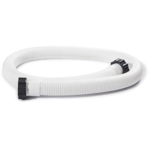 Weißer Intex Schwimmbadschlauch, 150 cm lang, mit schwarzen Verschraubungen.
