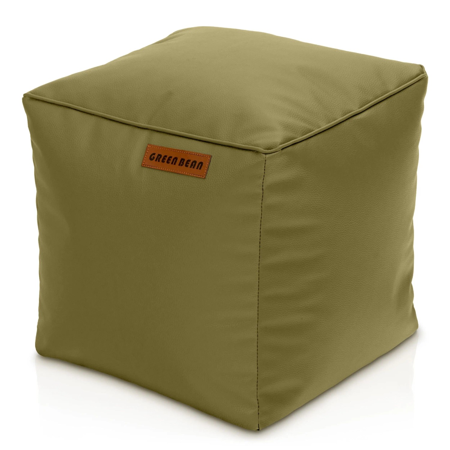 Green Bean Sitzhocker Cube 40 x 40 x 40 cm Leder mit EPS-Perlen-Füllung Verwelktes Grün