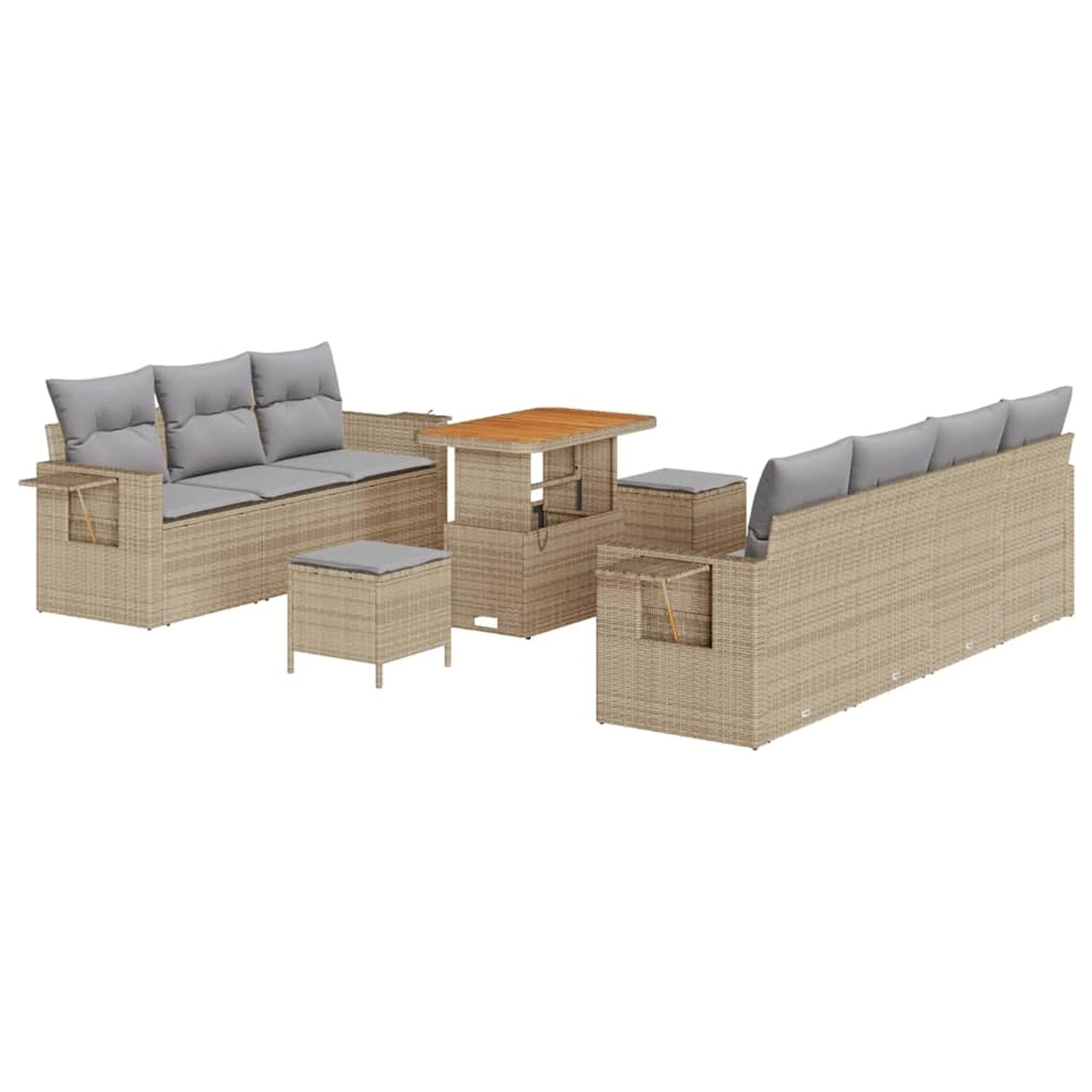 vidaXL Garten-Sofa-Set 10-Tlg Beige Poly Rattan 3361712 günstig online kaufen