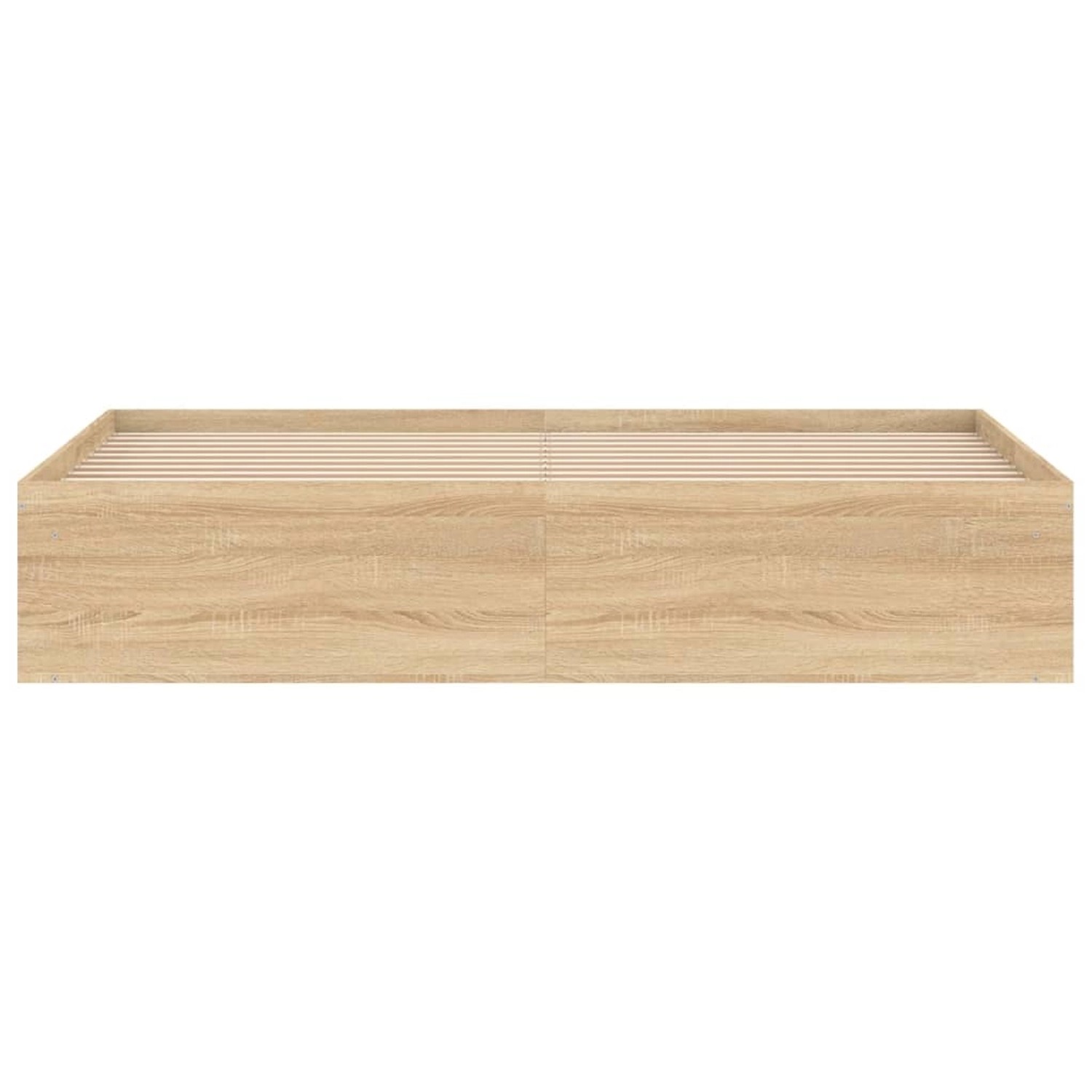 Bettgestell Sonoma-Eiche (180x200 cm) mit Lattenrost und Stauraum.