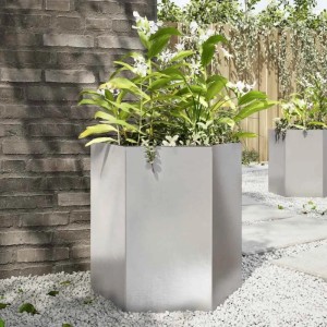 vidaXL Pflanzkübel Sechseckig 46x40x45 Edelstahl 851116