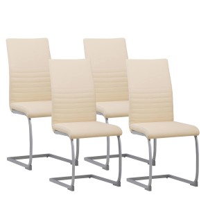 4er Set Albatros Freischwinger MURANO in Beige mit Stahlgestell. Esszimmerstühle im modernen Design.