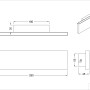 Technische Zeichnung der weißen, 2-flammigen Trio LED-Wandlampe Concha mit Maßen.