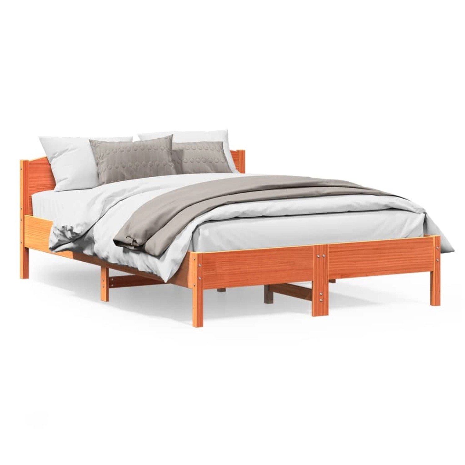 vidaXL Massivholzbett ohne Matratze Wachsbraun 150x200 cm Kiefernholz 32161 günstig online kaufen