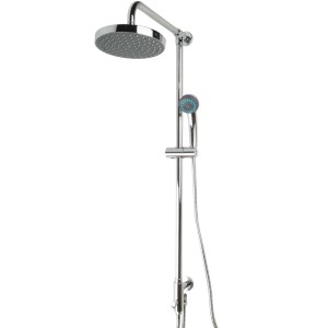 PaulGurkes Regendusche Aufputz-Set: Duschsystem mit Kopf- und Handbrause, verchromt.