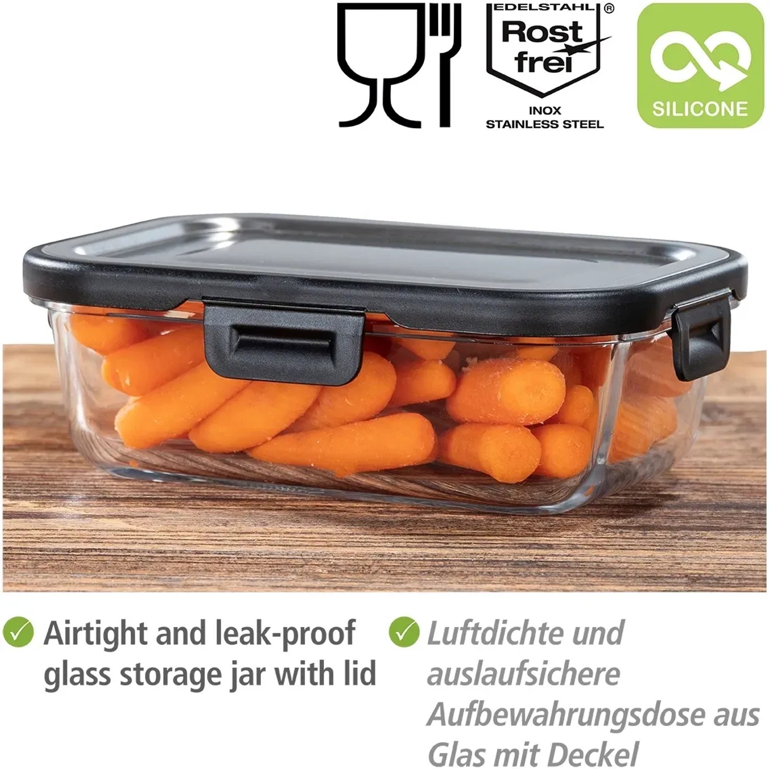 Wenko Glas Vorratsdose Steel Black Outdoor Kitchen 0,6 l stapelbar kaufen bei OBI