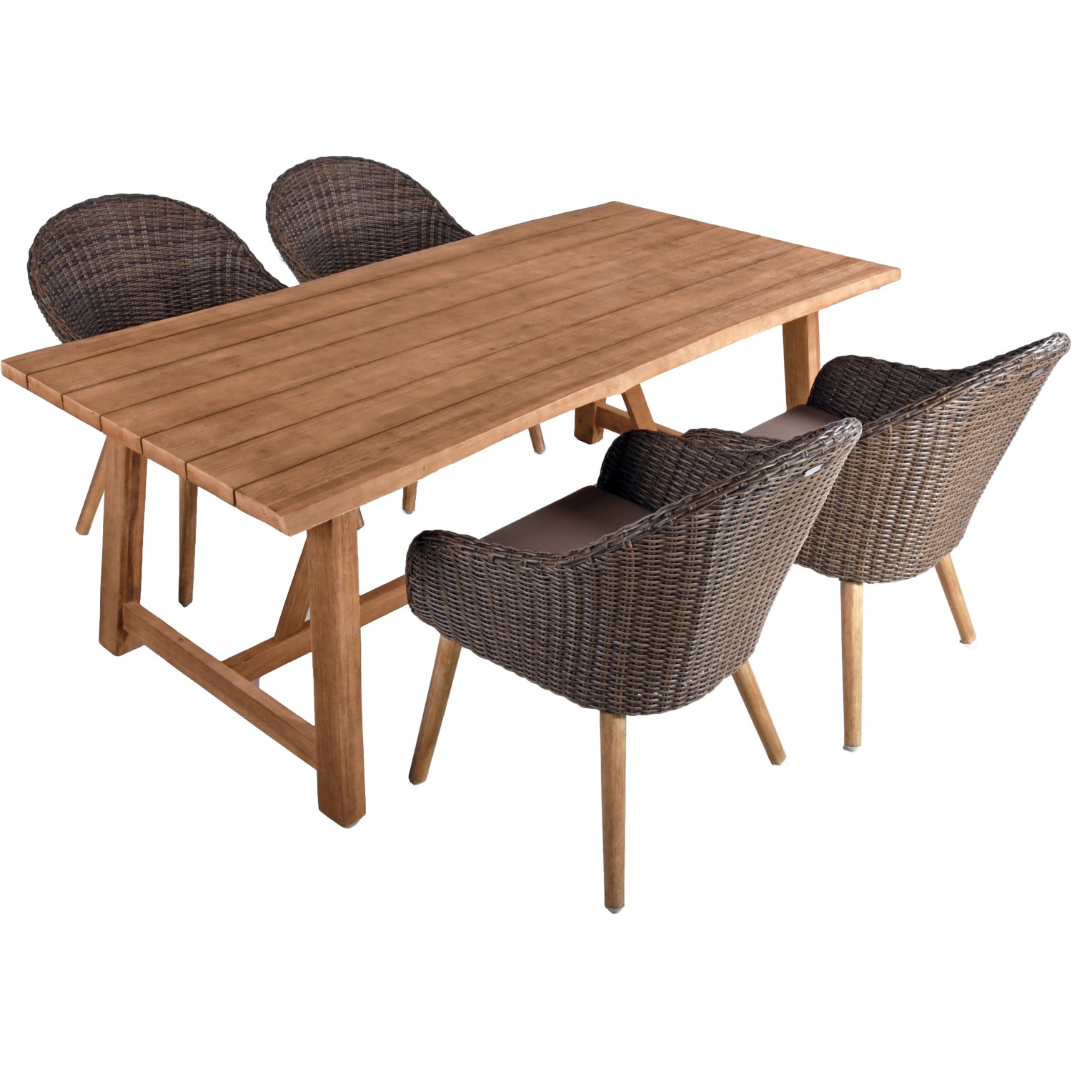 Garden Pleasure Gartenmöbel-Set Oakland 5-teilig mit Stühle Pueblo Braun FSC®