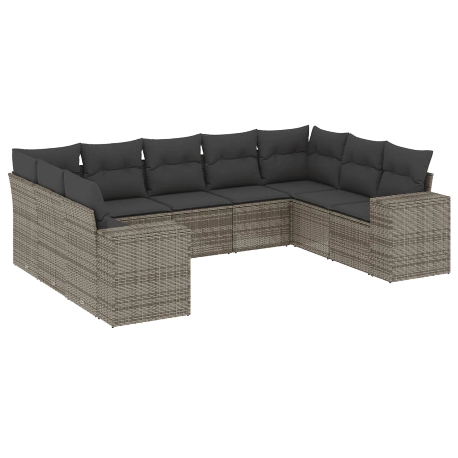 vidaXL 9-Tlg Garten-Sofagarnitur mit Kissen Grau Poly Rattan 3222999 günstig online kaufen