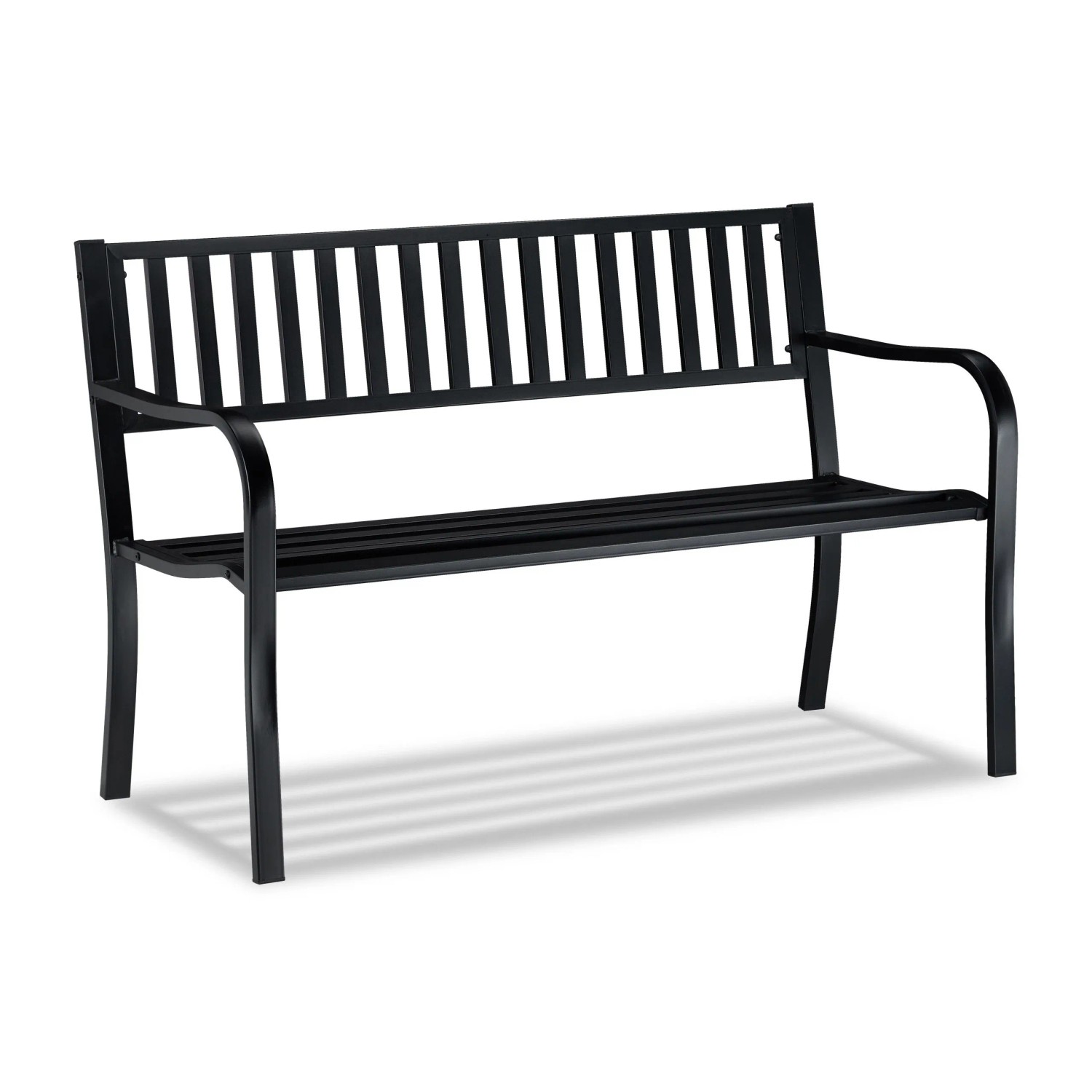 Relaxdays Gartenbank Stahl Schwarz Zweisitzer 82 cm x 127,5 cm x 59,5 cm 11,6 kg