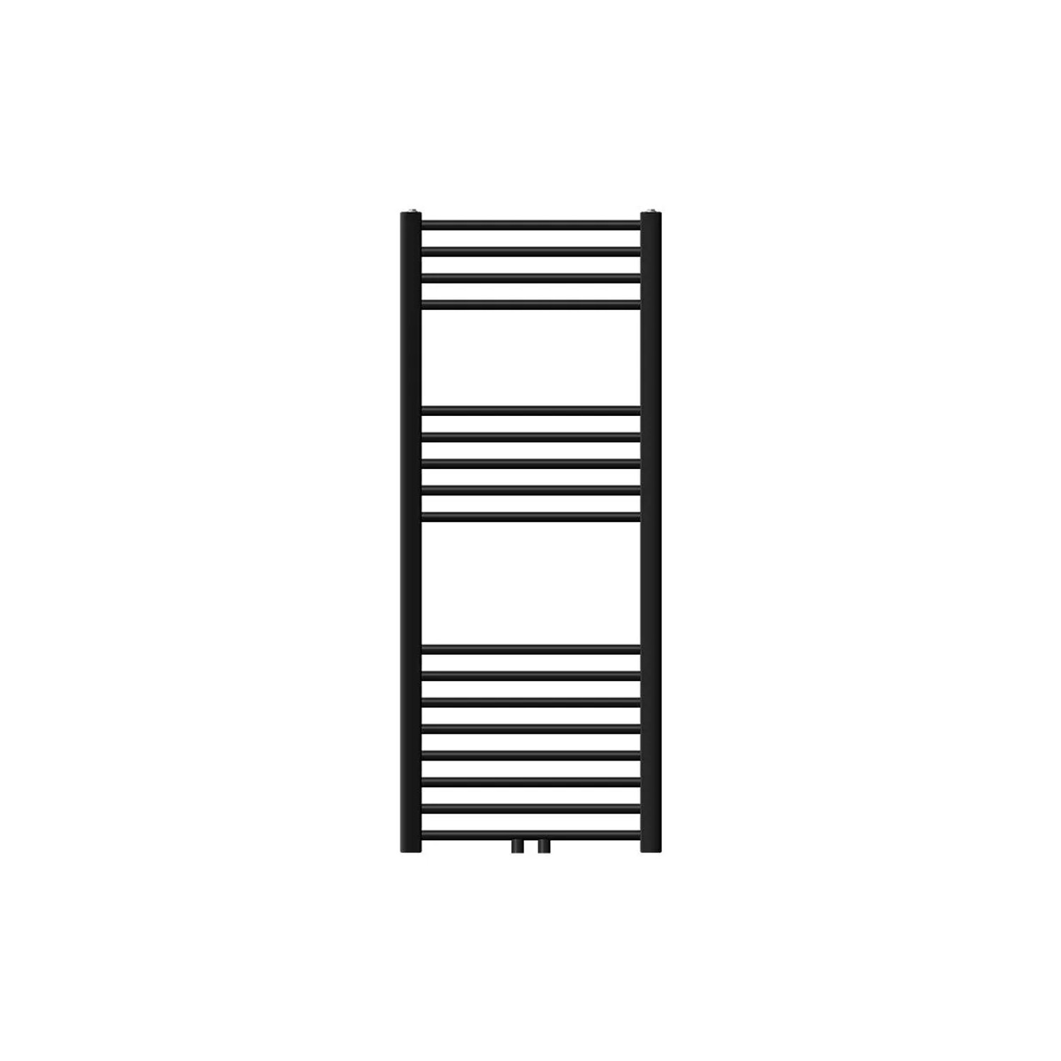 LuxeBath Badheizkörper 500x1200mm Schwarz Gerade + Ventil Eckform