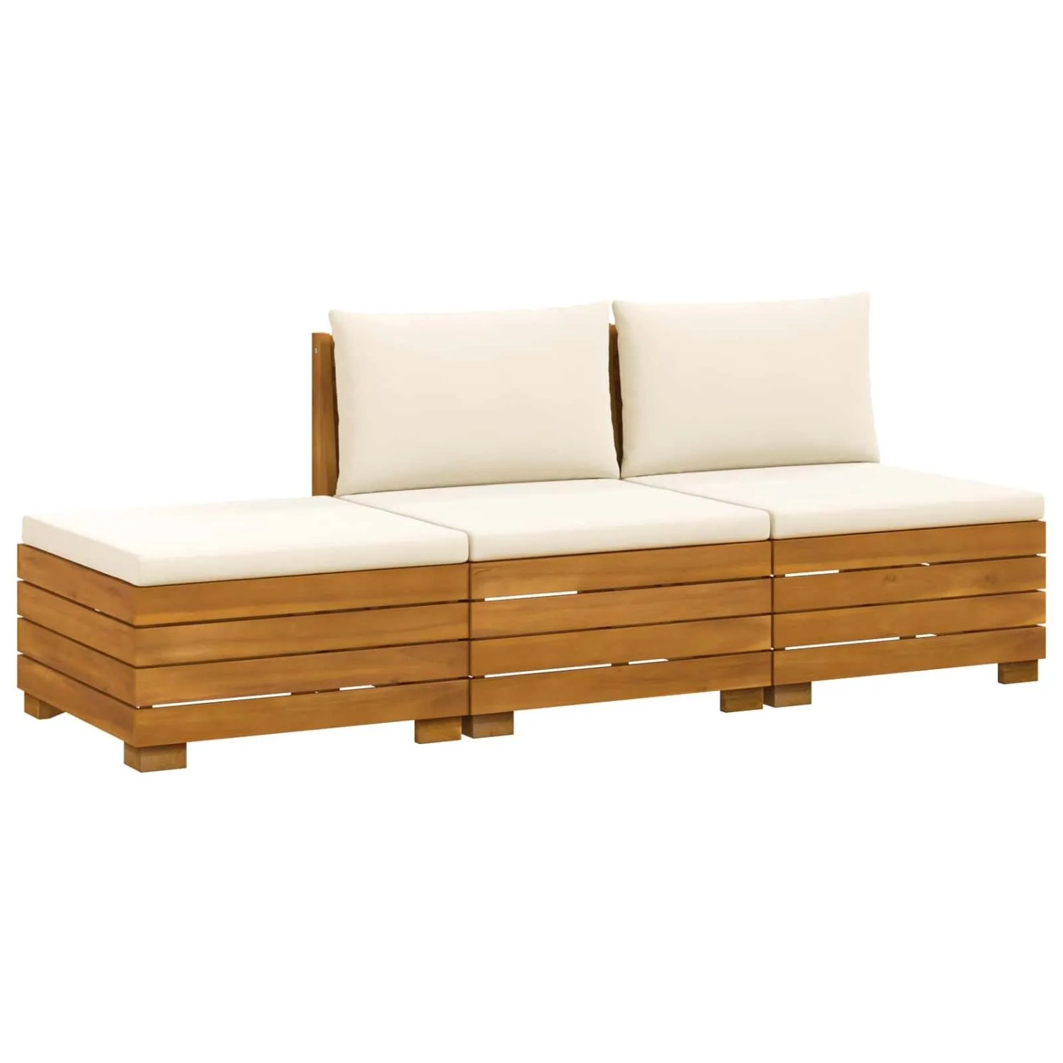 vidaXL Outdoor-Sofagarnitur mit Kissen 3 Stück Braun Massivholz Akazie 3403096