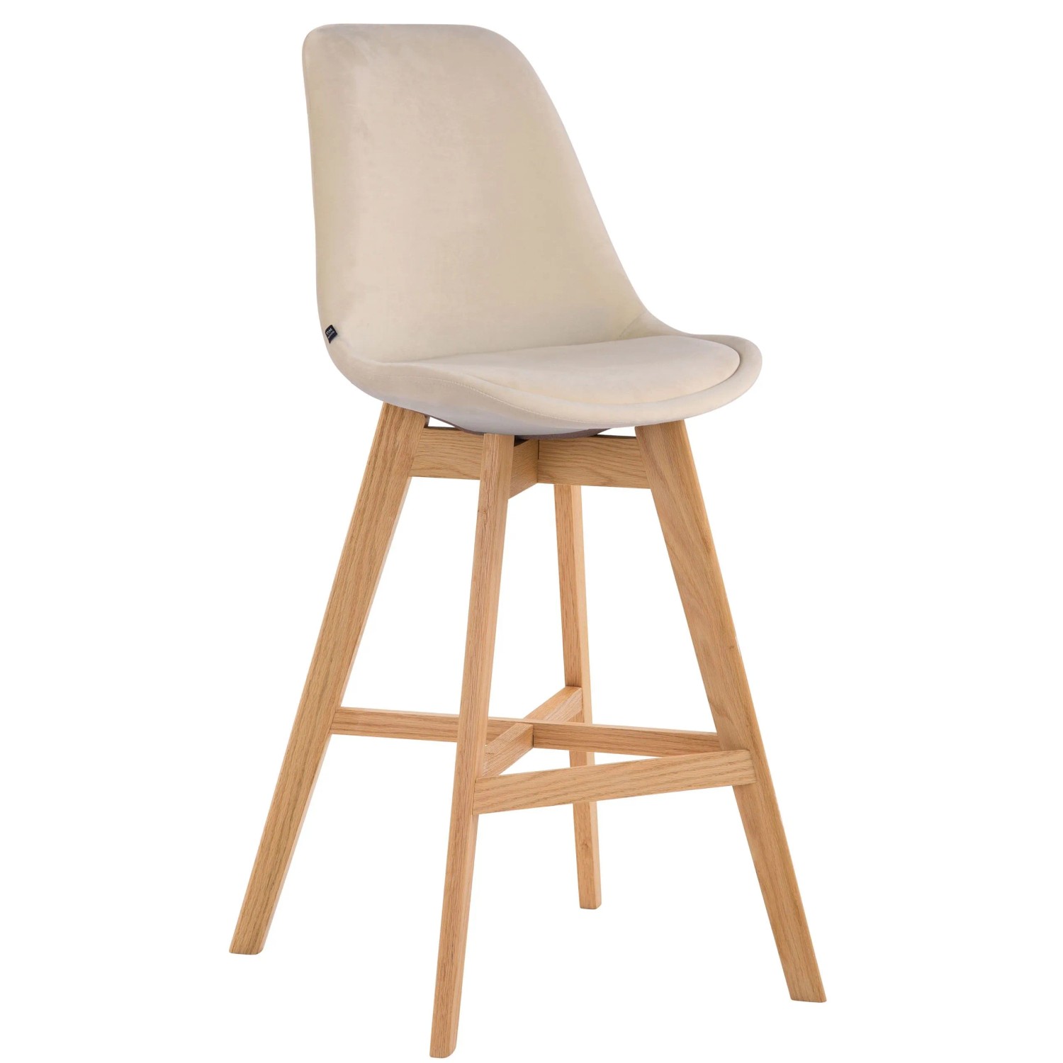 DELUKE Barhocker DUMIR Samt Creme 48x56x112cm Barstuhl Mit Lehne Tresenhocker Tresenstuhl