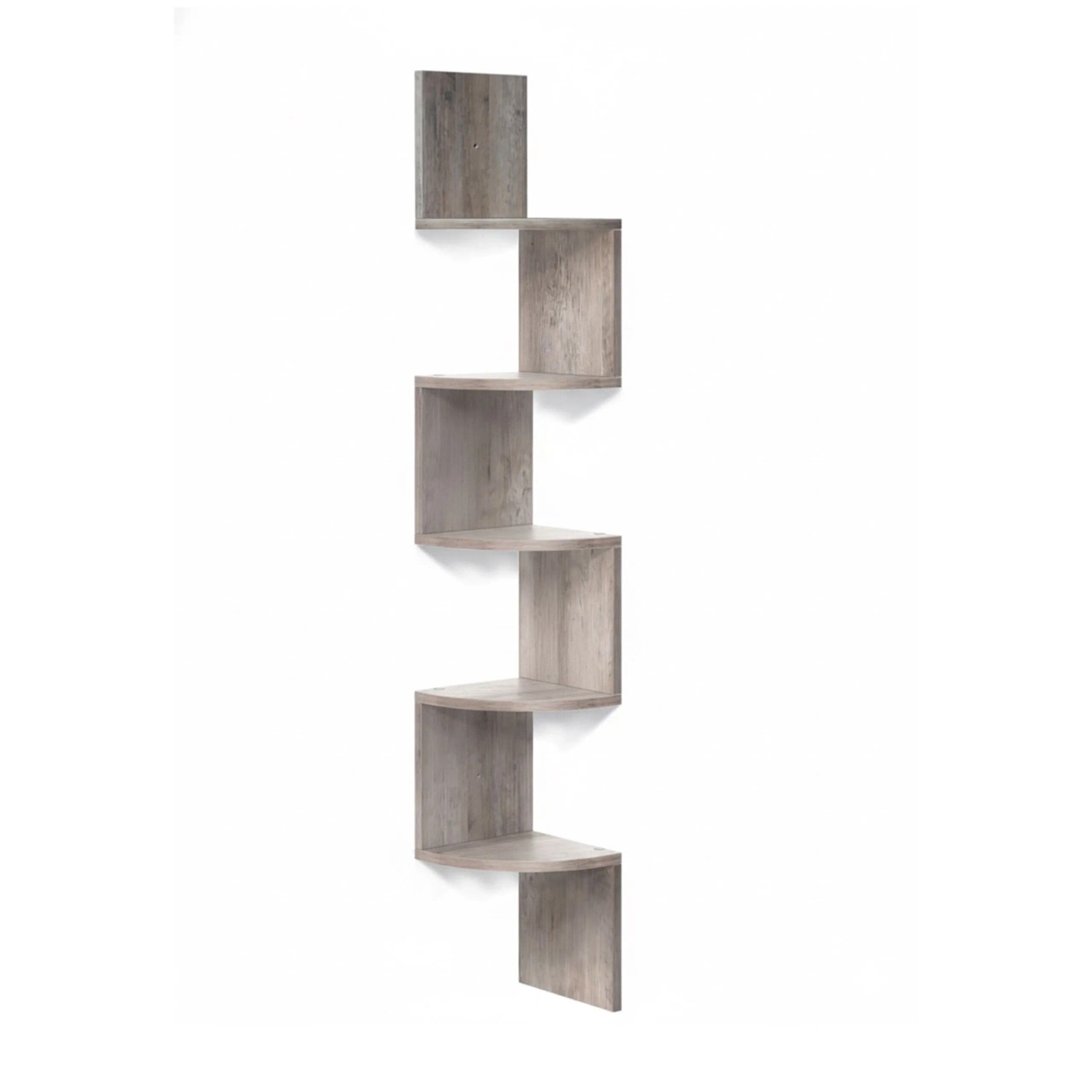 Relaxdays Eckwandregal MDF Hellgrau 5 Etagen 125 cm x 20 cm x 20 cm 3,5 kg