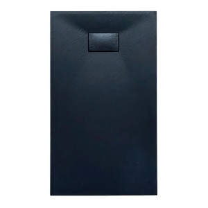 Bad Land Duschwanne Rechteck VIDAR 120x90x3,2 Verbundwerkstoff Schwarz Steinoptik Ablauf