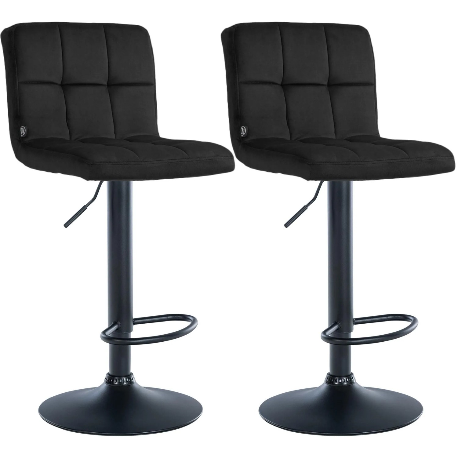 CLP 2er Set Barhocker Peru Samt Schwarz/Schwarz