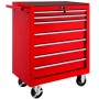 Tectake Werkzeugwagen  7 Kugelgelagerte Schubladen Mit Antirutschmatten Belastbarkeit 150 kg  69 x 33 x 79 cm Rot