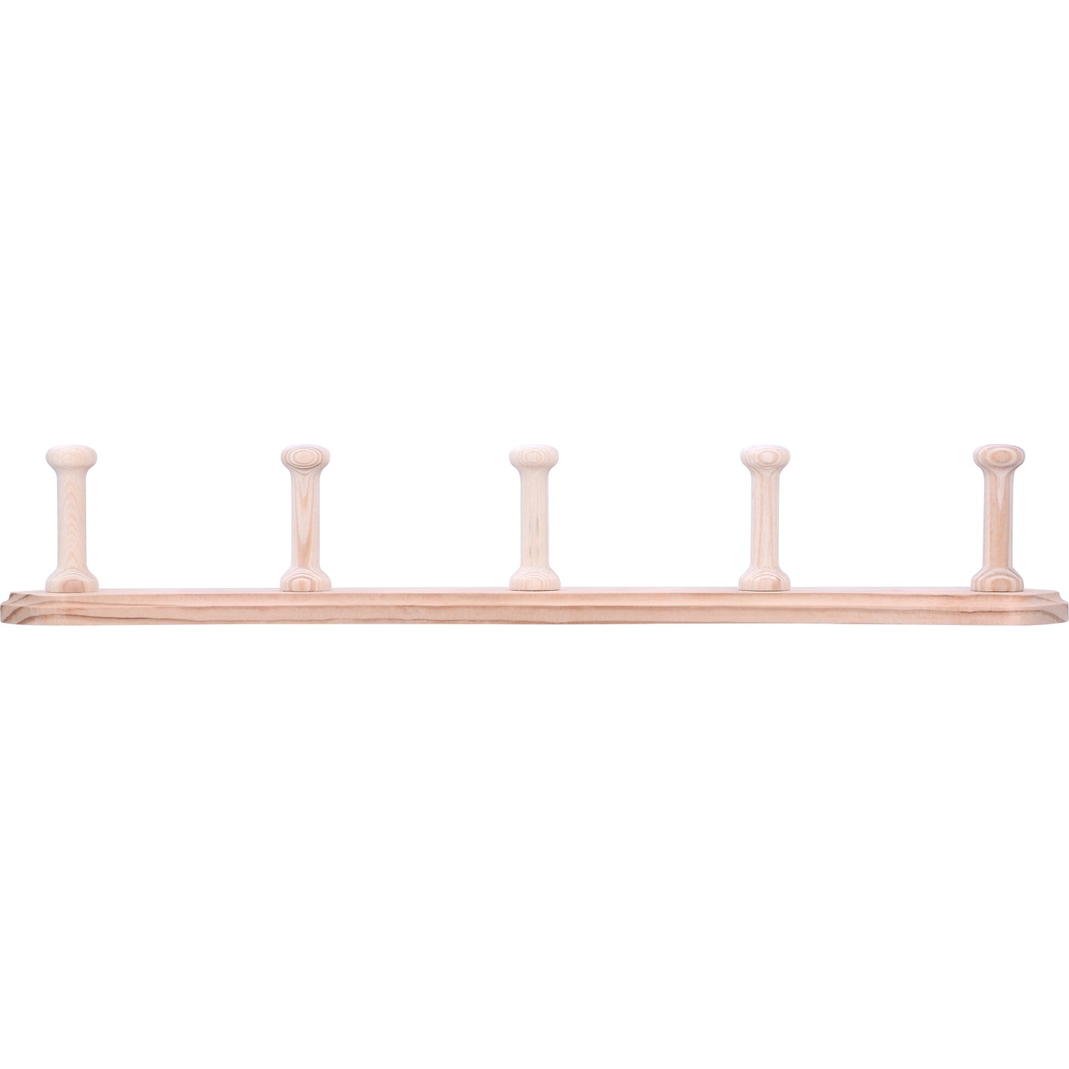 Siro Hakenleiste S126 aus Kiefernholz mit 5 Haken, naturbelassen und FSC® zertifiziert.