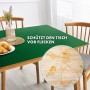 Grüne KARAT Tischfolie Empire auf Tisch, schützt vor Flecken. Ideal als Tischdecke.
