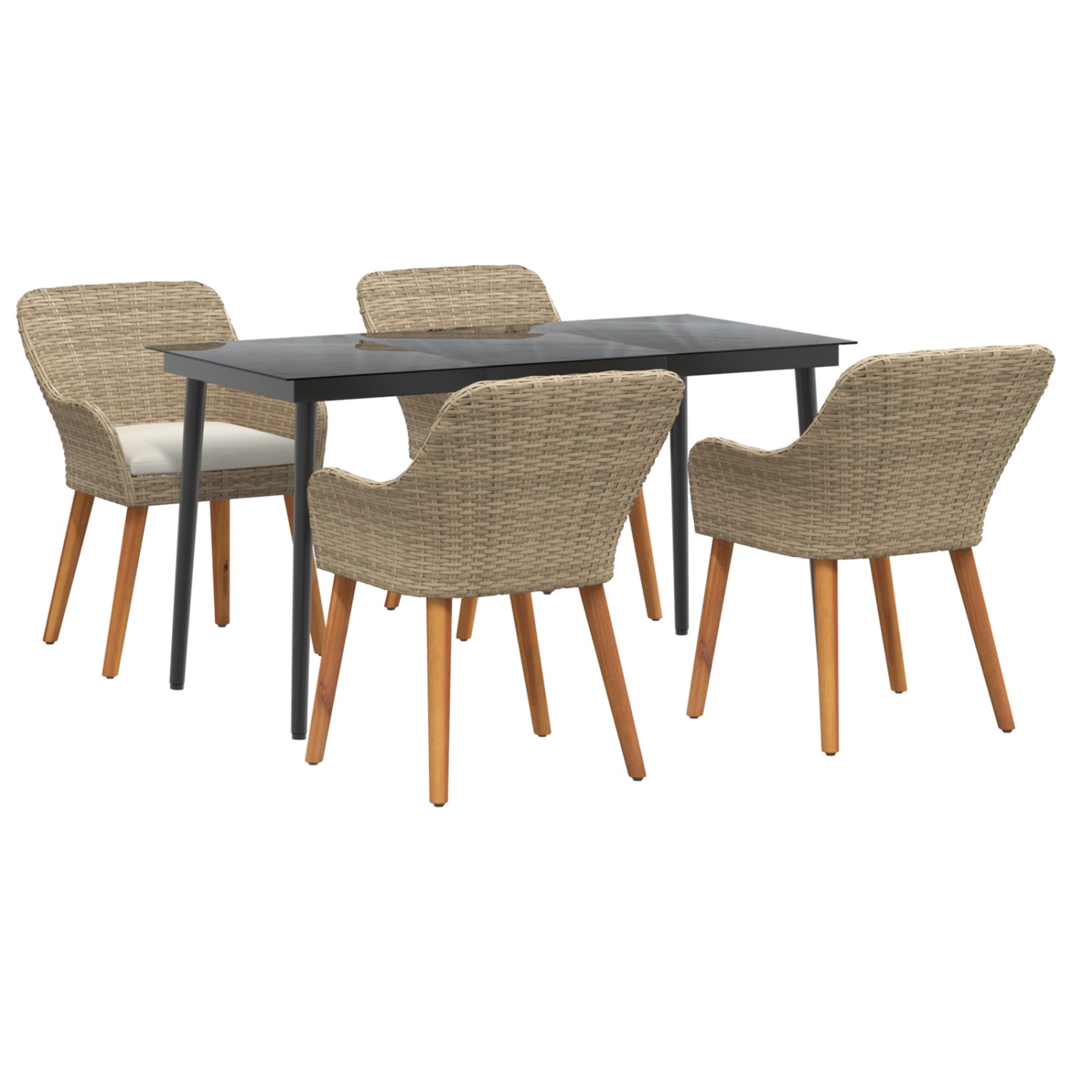 vidaXL 5-Teiliges Garten Esstischset Beige Poly Rattan 3261693 günstig online kaufen
