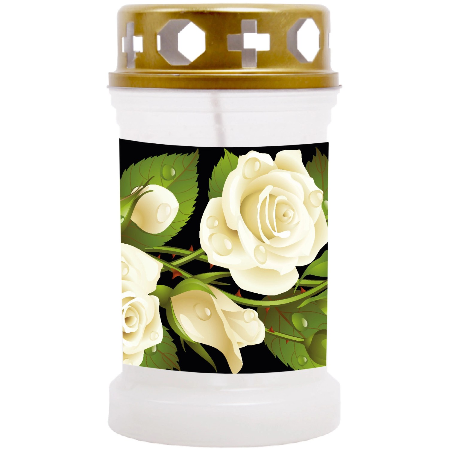 HS Candle Grabkerze Weiß 40h Inkl. Deckel Gold Rose 2 günstig online kaufen