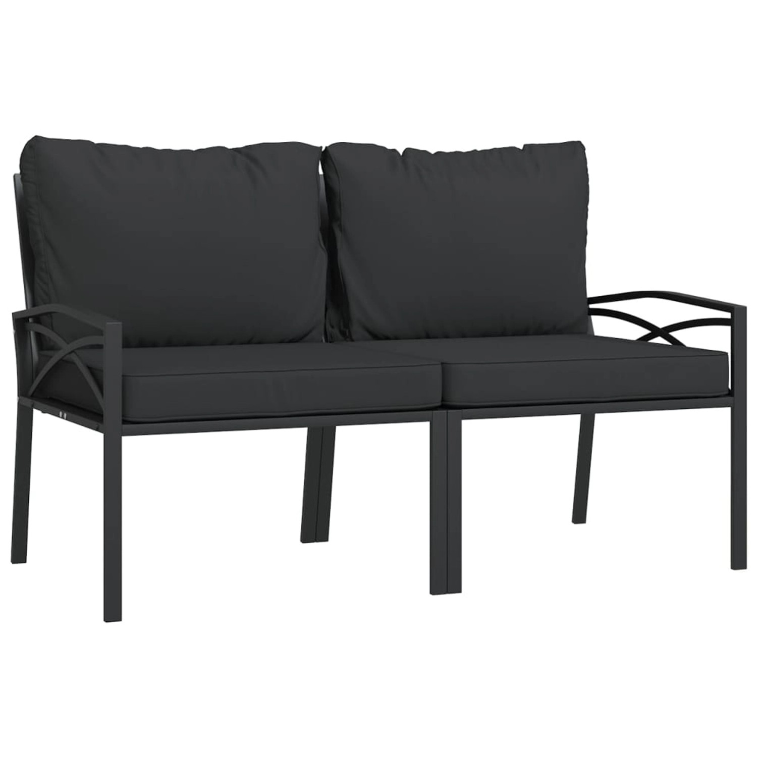 vidaXL Garten-Lounge-Set, 2-Sitzer, Stahl, graue Kissen. Ideal für Terrasse & Garten.