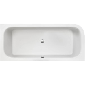 Ottofond Badewanne Spirit, 180x80 cm, links, mit Ablaufgarnitur. Eckbadewanne aus Acryl, Aufsicht.