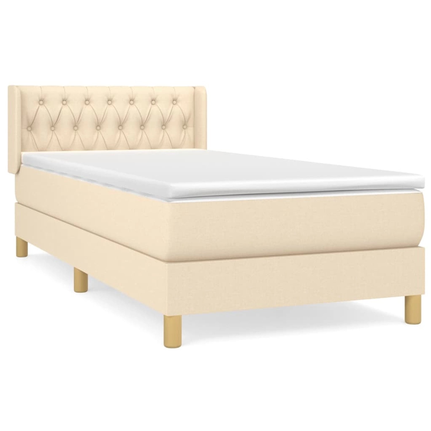 vidaXL Boxspringbett mit Matratze Creme 100x200 cm Stoff 3130494