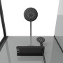 Aurlane Komplettdusche Grey Touch mit Kopf- und Handbrause, Ablage in Schwarz.