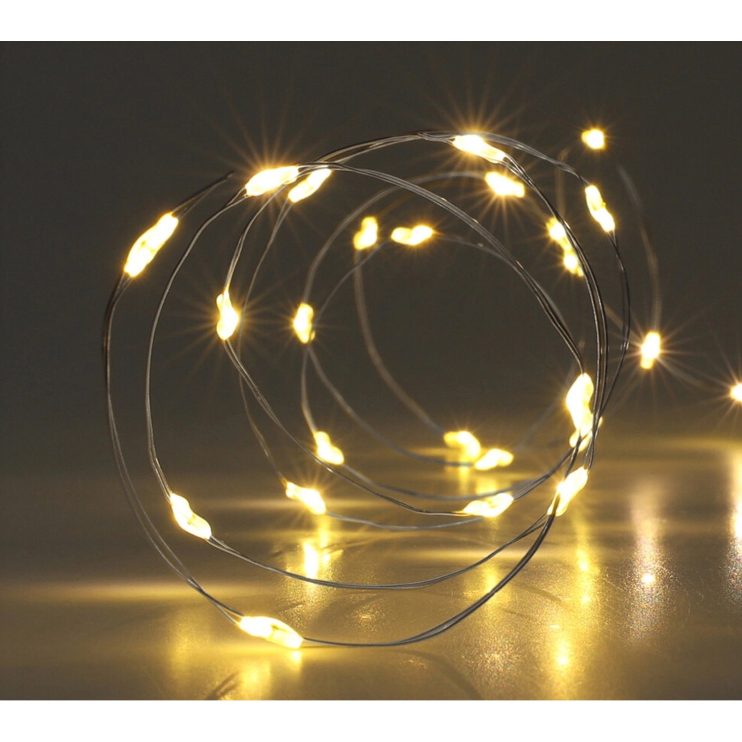 Silberdraht-Lichterkette 40 LEDs Warmweiß